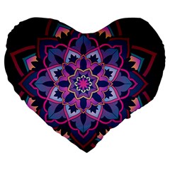 Mandala Circular Pattern Large 19  Premium Heart Shape Cushions by Nexatart