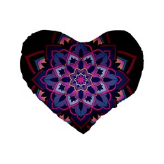 Mandala Circular Pattern Standard 16  Premium Flano Heart Shape Cushions by Nexatart