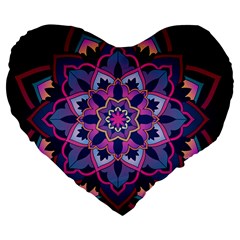 Mandala Circular Pattern Large 19  Premium Flano Heart Shape Cushions by Nexatart