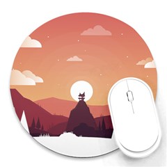 Design Art Hill Hut Landscape Round Mousepads by Nexatart