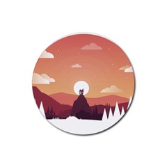 Design Art Hill Hut Landscape Rubber Coaster (round)  by Nexatart