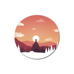 Design Art Hill Hut Landscape Magnet 3  (round) by Nexatart