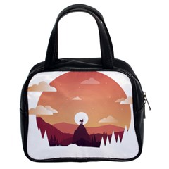 Design Art Hill Hut Landscape Classic Handbags (2 Sides) by Nexatart