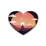 Design Art Hill Hut Landscape Heart Coaster (4 pack)  Front