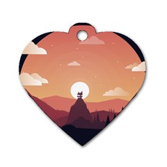 Design Art Hill Hut Landscape Dog Tag Heart (one Side)