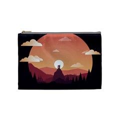 Design Art Hill Hut Landscape Cosmetic Bag (medium)  by Nexatart