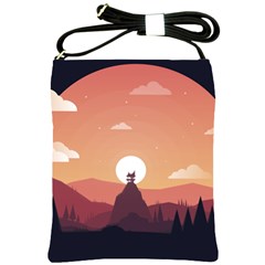 Design Art Hill Hut Landscape Shoulder Sling Bags by Nexatart