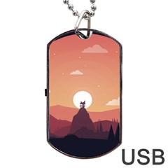 Design Art Hill Hut Landscape Dog Tag Usb Flash (one Side) by Nexatart