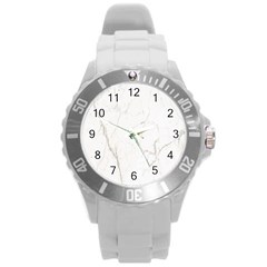 White Marble Tiles Rock Stone Statues Round Plastic Sport Watch (l) by Nexatart