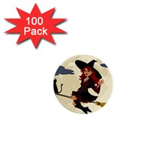 Witch Witchcraft Broomstick Broom 1  Mini Buttons (100 Pack) 