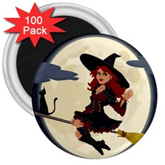 Witch Witchcraft Broomstick Broom 3  Magnets (100 Pack) by Nexatart