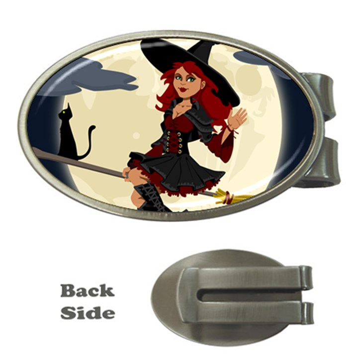 Witch Witchcraft Broomstick Broom Money Clips (Oval) 