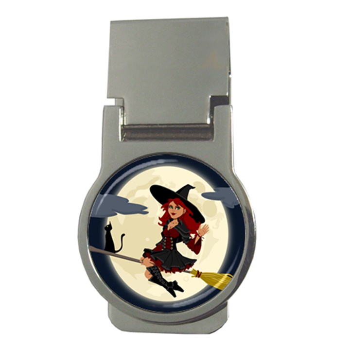 Witch Witchcraft Broomstick Broom Money Clips (Round) 