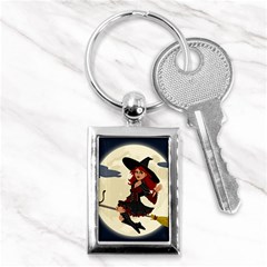 Witch Witchcraft Broomstick Broom Key Chains (rectangle)  by Nexatart