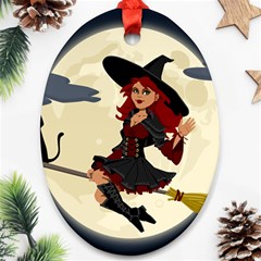 Witch Witchcraft Broomstick Broom Oval Ornament (two Sides) by Nexatart