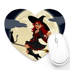 Witch Witchcraft Broomstick Broom Heart Mousepads by Nexatart