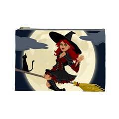 Witch Witchcraft Broomstick Broom Cosmetic Bag (large)  by Nexatart