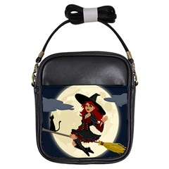 Witch Witchcraft Broomstick Broom Girls Sling Bags by Nexatart