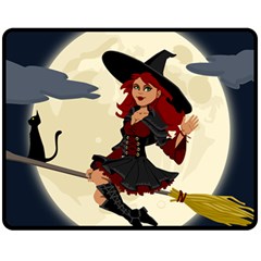 Witch Witchcraft Broomstick Broom Fleece Blanket (medium)  by Nexatart