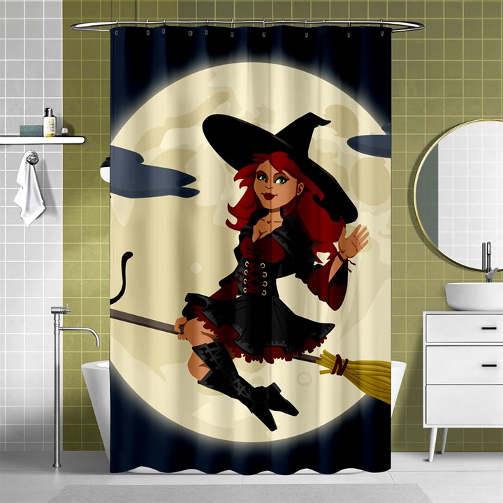 Witch Witchcraft Broomstick Broom Shower Curtain 48  x 72  (Small) 