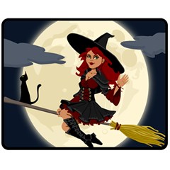 Witch Witchcraft Broomstick Broom Double Sided Fleece Blanket (medium)  by Nexatart