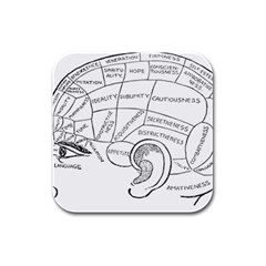 Brain Chart Diagram Face Fringe Rubber Square Coaster (4 Pack)  by Nexatart