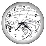 Brain Chart Diagram Face Fringe Wall Clocks (Silver)  Front