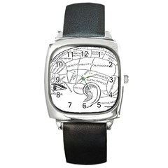 Brain Chart Diagram Face Fringe Square Metal Watch by Nexatart