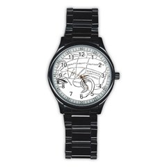 Brain Chart Diagram Face Fringe Stainless Steel Round Watch