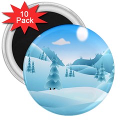 Landscape Winter Ice Cold Xmas 3  Magnets (10 Pack)  by Nexatart