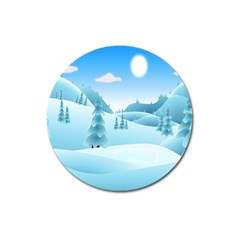 Landscape Winter Ice Cold Xmas Magnet 3  (round) by Nexatart