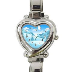 Landscape Winter Ice Cold Xmas Heart Italian Charm Watch by Nexatart