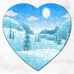 Landscape Winter Ice Cold Xmas Jigsaw Puzzle (heart) by Nexatart