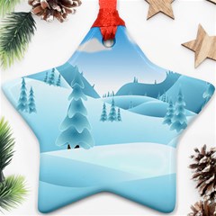 Landscape Winter Ice Cold Xmas Star Ornament (two Sides) by Nexatart