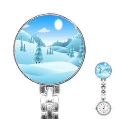 Landscape Winter Ice Cold Xmas Stainless Steel Nurses Watch by Nexatart