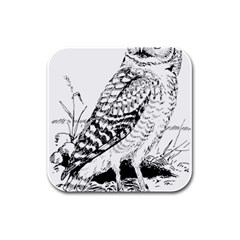 Animal Bird Forest Nature Owl Rubber Square Coaster (4 Pack)  by Nexatart