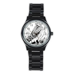 Animal Bird Forest Nature Owl Stainless Steel Round Watch