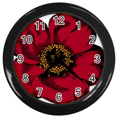 Floral Flower Petal Plant Wall Clocks (black) by Nexatart