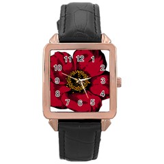 Floral Flower Petal Plant Rose Gold Leather Watch  by Nexatart