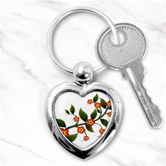 Flower Branch Nature Leaves Plant Key Chains (heart)  by Nexatart