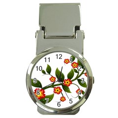 Flower Branch Nature Leaves Plant Money Clip Watches by Nexatart