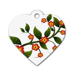 Flower Branch Nature Leaves Plant Dog Tag Heart (two Sides) by Nexatart