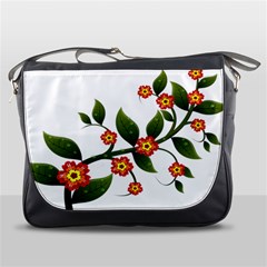 Flower Branch Nature Leaves Plant Messenger Bags by Nexatart