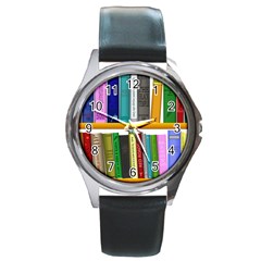 Shelf Books Library Reading Round Metal Watch by Nexatart