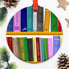 Shelf Books Library Reading Ornament (round) by Nexatart