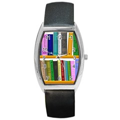 Shelf Books Library Reading Barrel Style Metal Watch by Nexatart