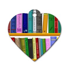 Shelf Books Library Reading Dog Tag Heart (one Side)