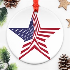 A Star With An American Flag Pattern Ornament (round) by Nexatart