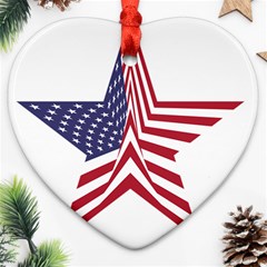 A Star With An American Flag Pattern Ornament (heart) by Nexatart