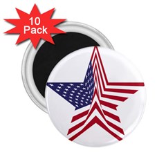 A Star With An American Flag Pattern 2 25  Magnets (10 Pack)  by Nexatart